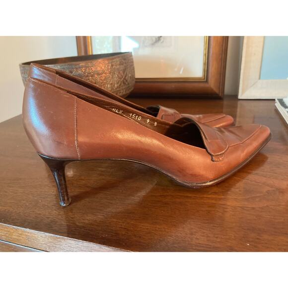 Ralph Lauren Brown Leather Almond Pointed Toe Loafers Vintage ~ Sz 9 ~ So CBK! - Picture 4 of 10